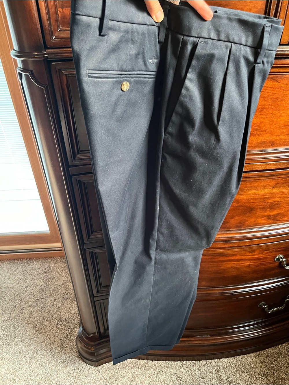 Dockers Men’s Iron Free Pleated Dress Pants in Navy